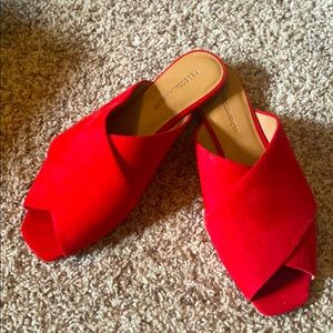 NEW Rebecca Minkoff Red Suede Slides ❤️